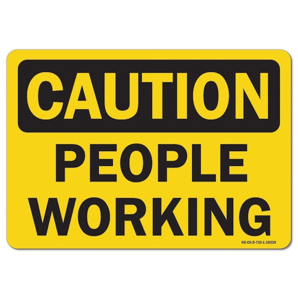 OSHA Caution, 3.5" Height, Decal, 5" x 3.5", Landscape, PK10, People Working